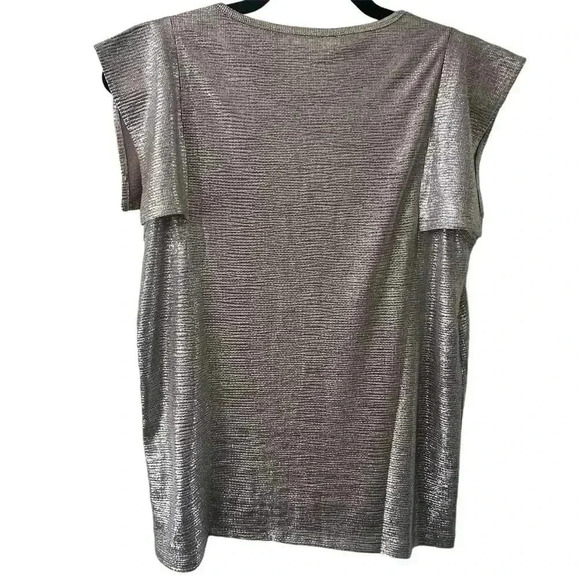 NWT Maette Women’s Metallic Flutter Cap Sleeve Day To Night Feminine Blouse‎ S - Picture 3 of 8